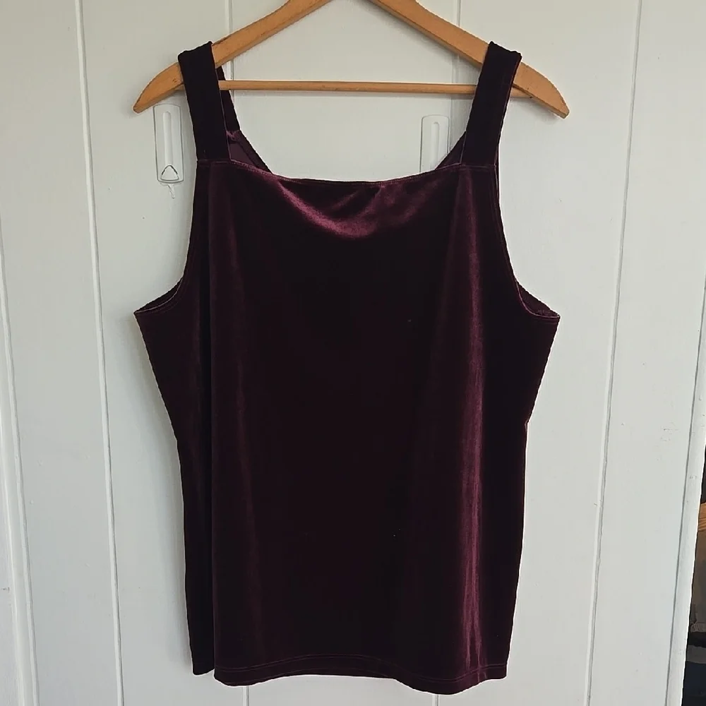 CHICO'S Velvet Tank Top in Deep Burgundy - Picture 4 of 9